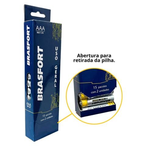 Pilha AAA Palito 1,5V – Embalagem com 15 pacotes de 2 unidades (shrink)