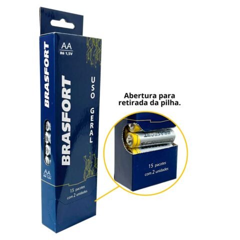 Pilha AA Palito 1,5V – Embalagem com 15 pacotes de 2 unidades (shrink)